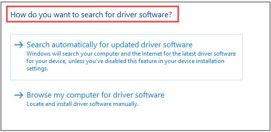 Search automatically for updated driver software