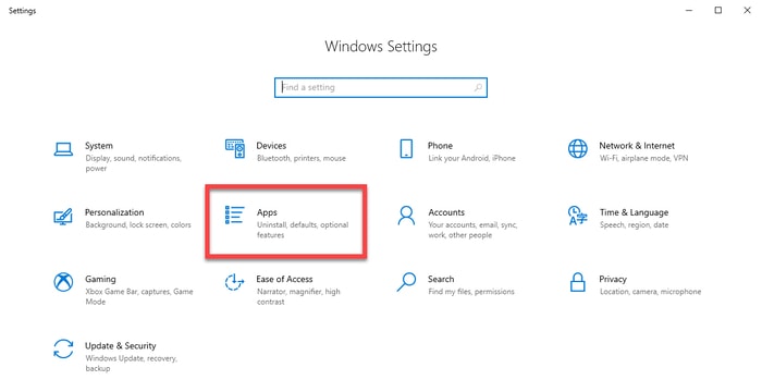 Select Apps in Windows Settings