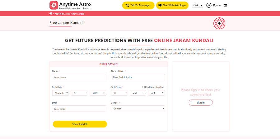 Anytime Astro kundali software