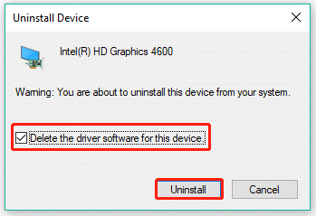 Delete the driver software for this device