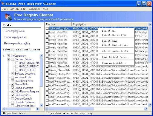 Eusing Free Registry Cleaner