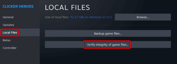 Verify integrity of game files